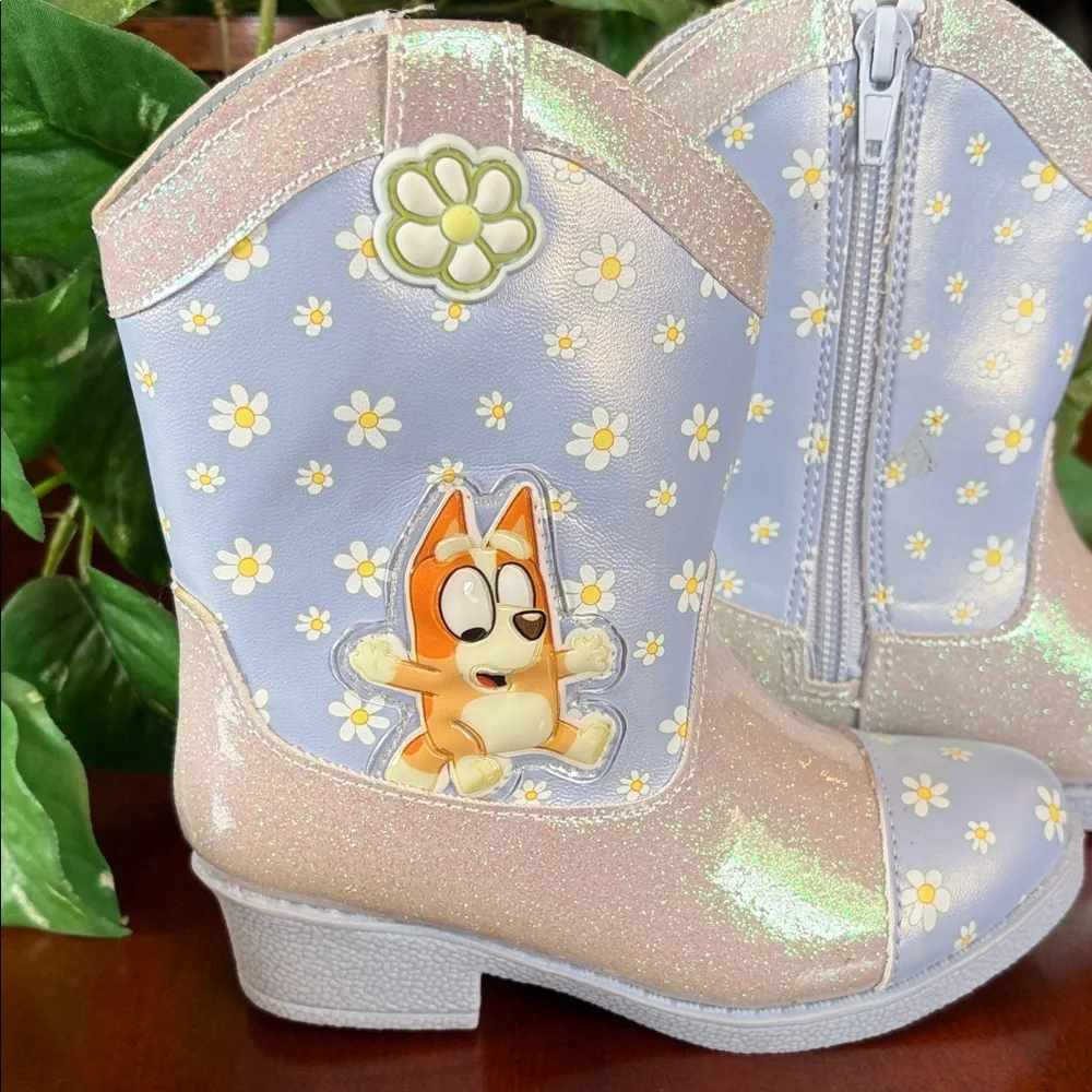 Girls Shimmer Daisy Western Boots with Character Accent - Picture 2 of 10